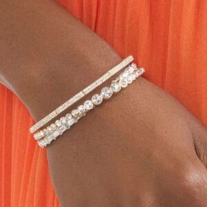 White House Black Market Gold and Silver Crystal Stones Cuff Bracelets